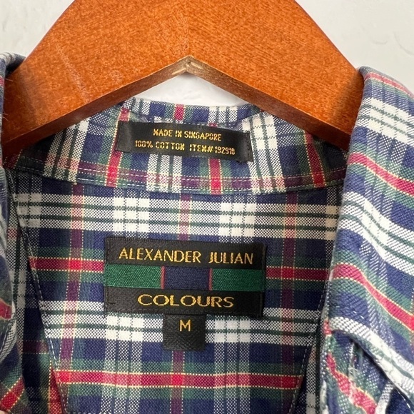 Alexander Julian Plaid 100% Cotton Long Sleeve Button-Down Shirt - Picture 8 of 8